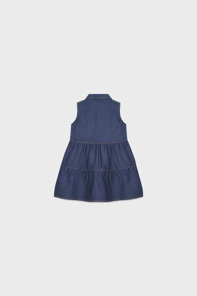 Dress, denim deress, sleeveless dress, dress anak perempuan, dress kerah, terusan denim, dress pocket