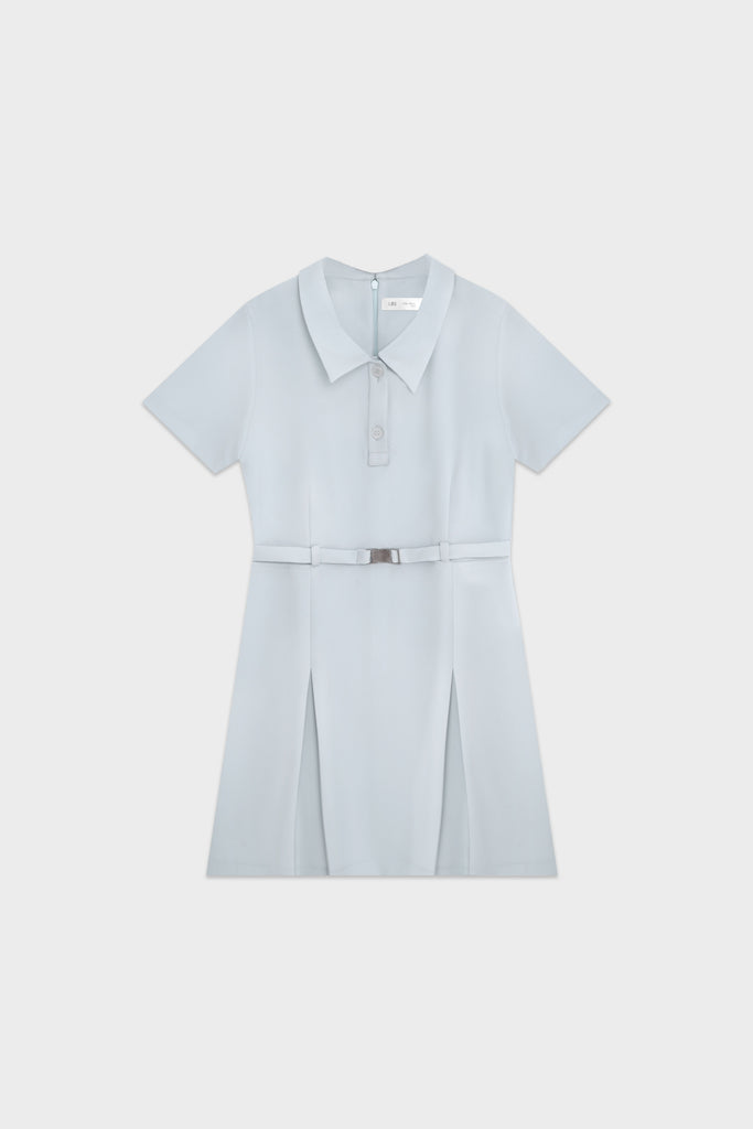 Dress Anak, Dress Kids, LBS Kids, Chelsea Olivia, Powder Blue, Antique White, Dress Anak Perempuan, Flare Dress, Belt Dress, Pleated Dress