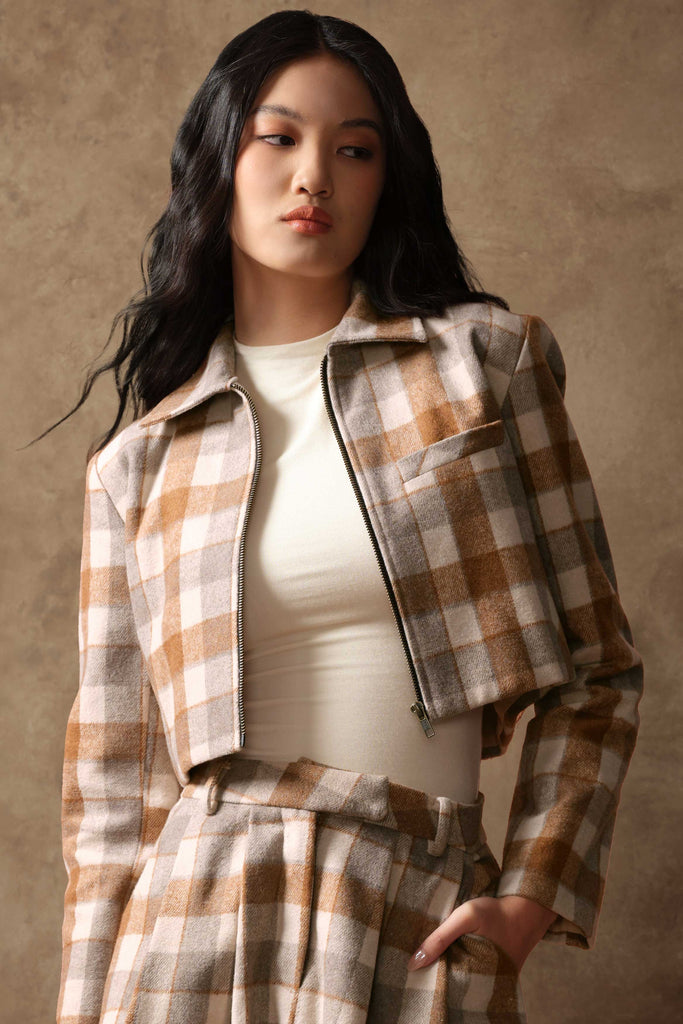 Jacket, plaids jacket, jacket wanita, jacket sporty, batwing jacket, jacket picket depan, atasan wanita, LOOKBOUTIQUESTORE