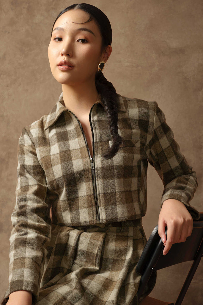 Jacket, plaids jacket, jacket wanita, jacket sporty, batwing jacket, jacket picket depan, atasan wanita, LOOKBOUTIQUESTORE