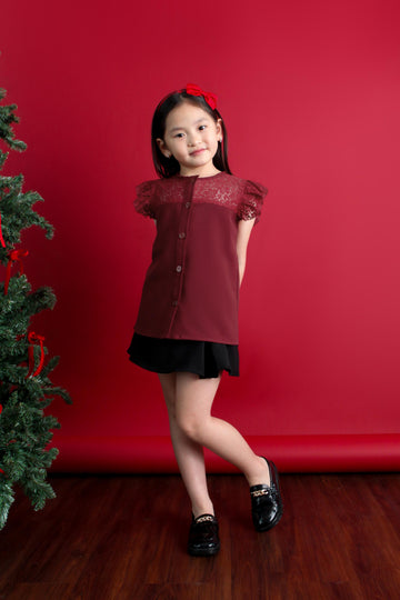 Top kids, atasan anak perempuan, top , atasan anak bahan lace, top kancing depan, top anak, top anak perempuan, atasan anak cewe