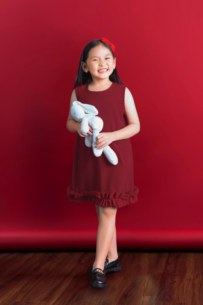 Dress, dress anak perempuan, dress anak tanpa lengan, dress aksen lace anak, terusan anak