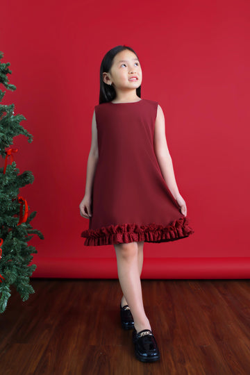 Dress, dress anak perempuan, dress anak tanpa lengan, dress aksen lace anak, terusan anak