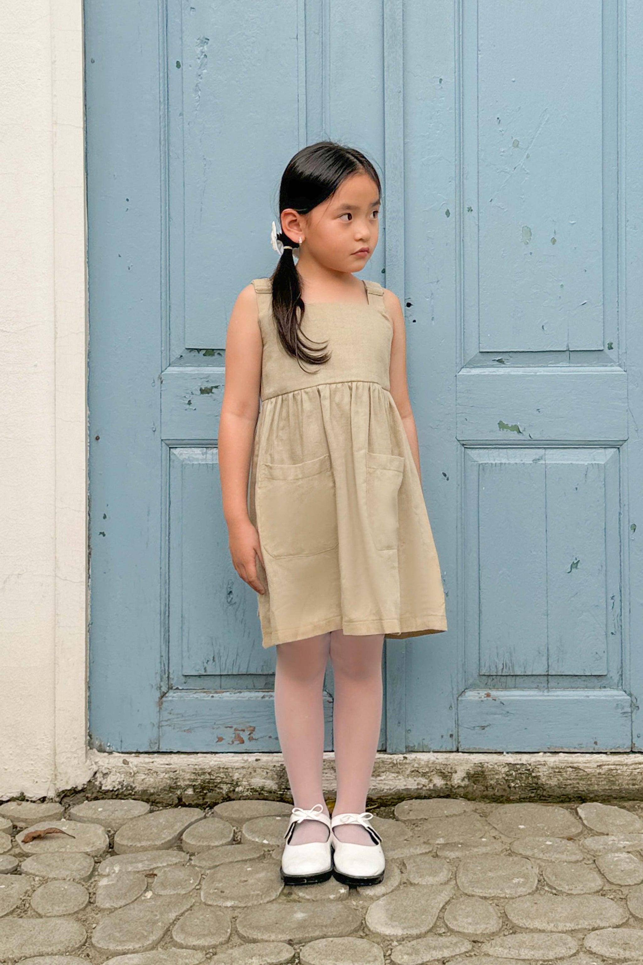 IRIS LINEN DRESS LIGHT BROWN LOOKBOUTIQUESTORE IRIS LINEN DRESS LIGHT BROWN LOOKBOUTIQUESTORE