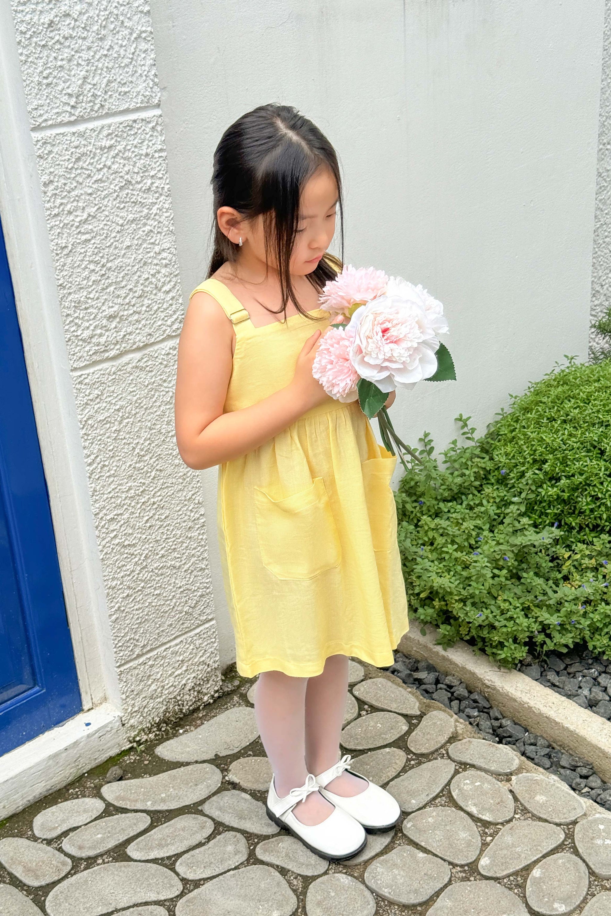 IRIS LINEN DRESS BABY YELLOW