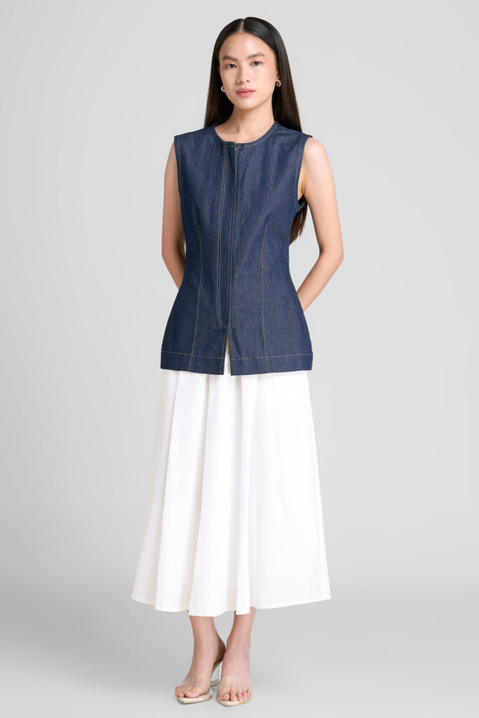 Top, Fiited Top,atasan wanita,denim top,sleeveles top,Top zipper, Round neck top, atsan wanita  casual,denim top elegant, Denim Top wanita, Fitted top LOOKBOUTIQUETSORE