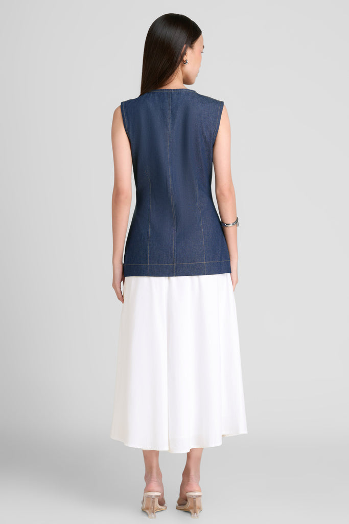 Top, Fiited Top,atasan wanita,denim top,sleeveles top,Top zipper, Round neck top, atsan wanita  casual,denim top elegant, Denim Top wanita, Fitted top LOOKBOUTIQUETSORE