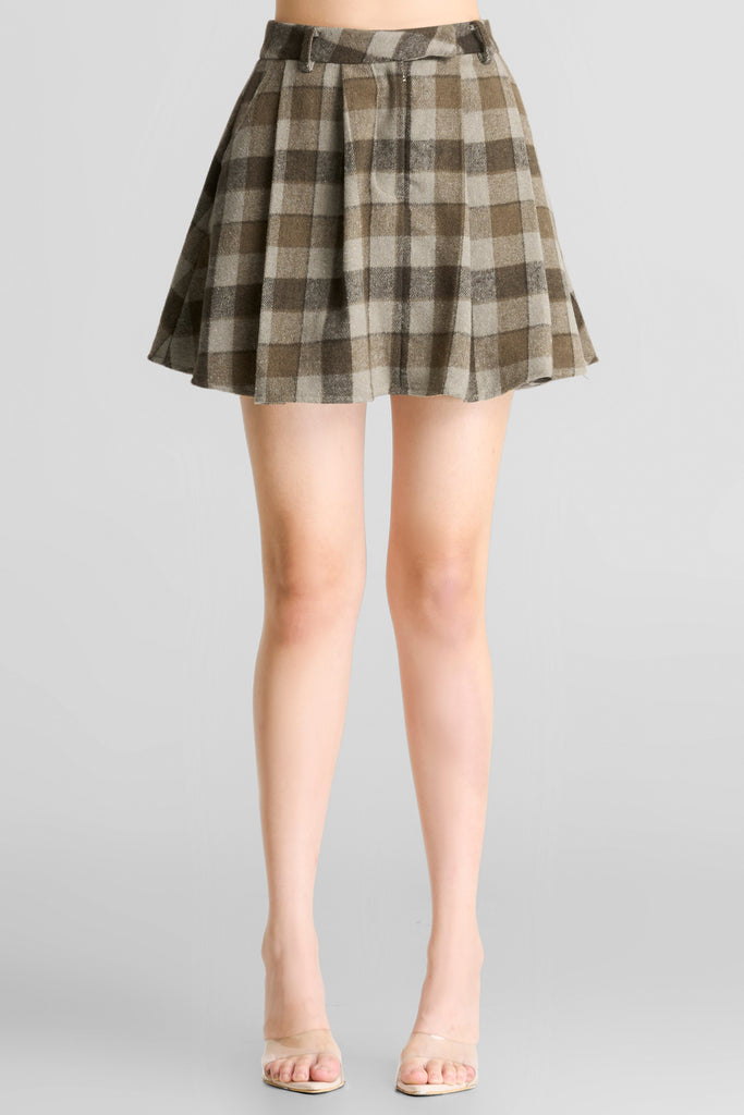 Skort, skort wanita, bawahan wanita, mini skort, rok celana, skort pesta, skirt motif kotak kotak, bottom wanita, bawahan wanita elegant, Skort LOOKBOUTIQUESTORE