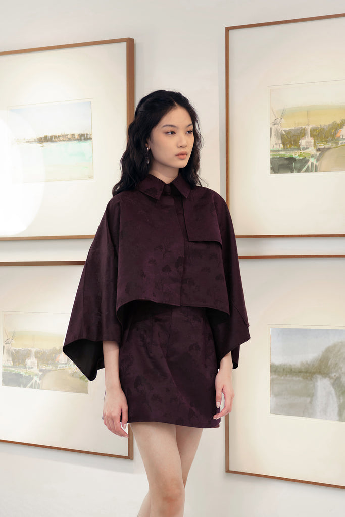 Cape, crop cape, atasan wanita, loose cape, cape trendy, cape jacquard, cape elegant, outer wanita, outer oversized, Cape LOOKBOUTIQUESTORE