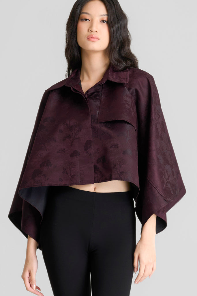 Cape, crop cape, atasan wanita, loose cape, cape trendy, cape jacquard, cape elegant, outer wanita, outer oversized, Cape LOOKBOUTIQUESTORE