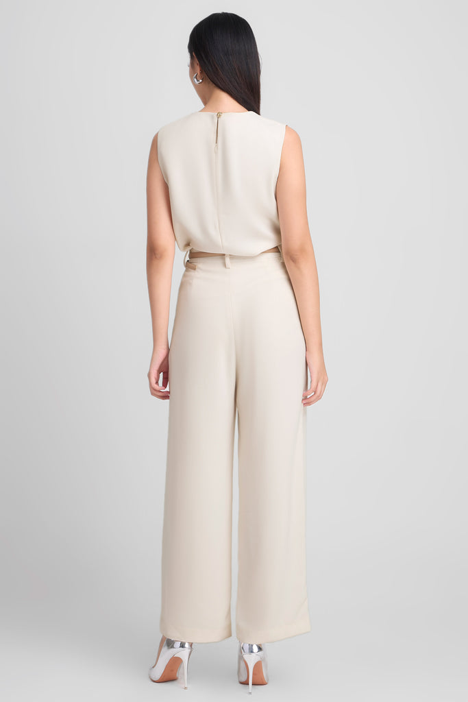 Top wanita, pleated top, top creme, top kerah bulat