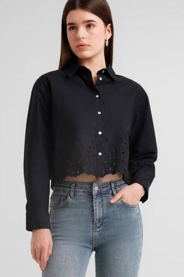 Shirt, embroidered shirt, top wanita, collar top, atasan wanita, atasan lengan panjang