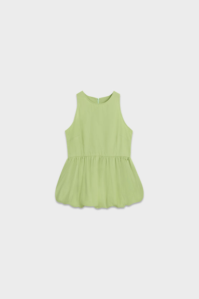 top blouse, top tanpa lengan, top wanita warna green, top kerah bulat