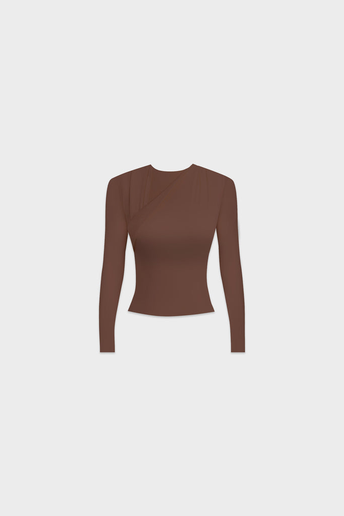 cut-out tops women, cut out top long sleeve, brown cut out top long sleeve, brown long sleeve cut out crop top, long sleeve crop top outfit, cut out top, LBS, LOOKBOUTIQUESTORE