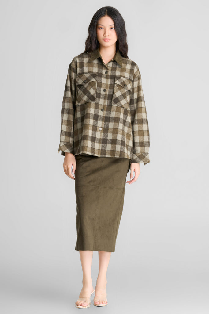 Shirt, kemaja wanita, kemaja lengan panjang, kemaja loose, shirt Rubber accent on body, plaids shirt  LOOKBOUTIQUESTORE