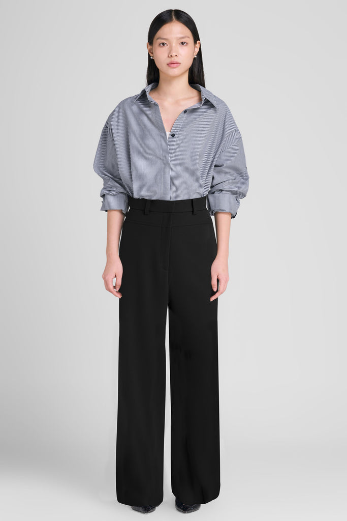 Shirt, striped shirt, kemaja, kemaja wanita, kemaja lengan panjang, kemaja loose,  shirt Rubber stripe accent on body, kemja katun, striped shirt  LOOKBOUTIQUESTORE