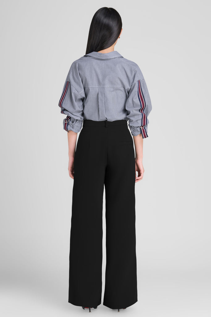 Shirt, striped shirt, kemaja, kemaja wanita, kemaja lengan panjang, kemaja loose,  shirt Rubber stripe accent on body, kemja katun, striped shirt  LOOKBOUTIQUESTORE