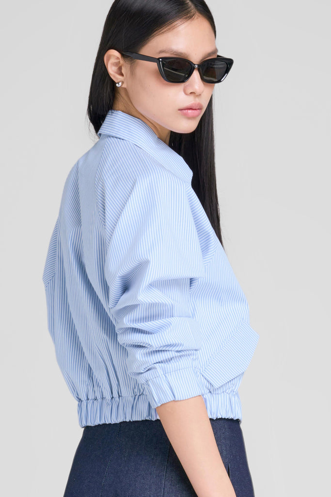 Jacket, striped jacket, jacket wanita, jacket sporty, batwing jacket, jacket picket depan, atasan wanita, striped jacket LOOKBOUTIQUESTORE