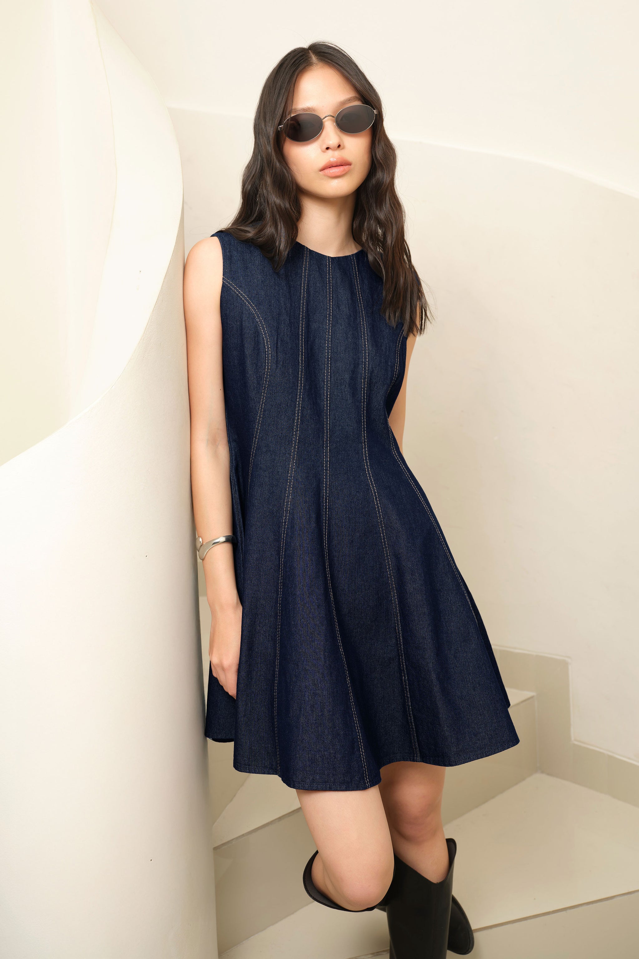 ROXANE DENIM DRESS DARK BLUE – LOOKBOUTIQUESTORE