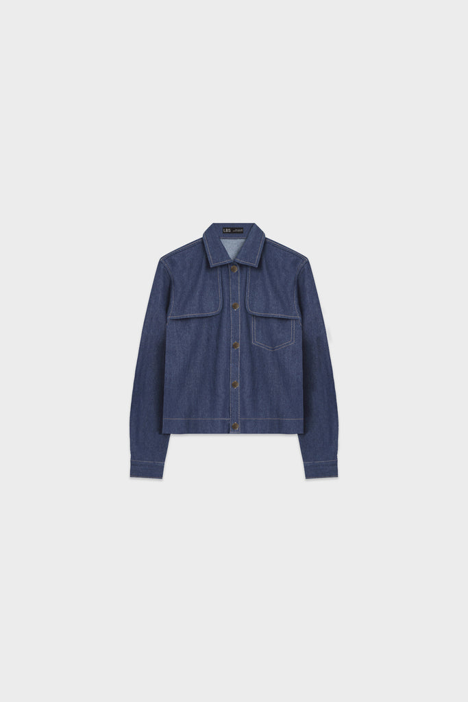 Denim jacket, jacket wanita,jacket, jacket wanita kancing depan, jacket  denim stylish, Jacket berlengan panjang,  Outer wanita dengan detail saku depan simple, Denim jacket LOOKBOUTIQUESTORE, jacket oversized